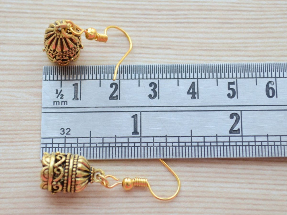 Silk Thread Gold cap small Jhumka Earrings – Simpliful Jewelry